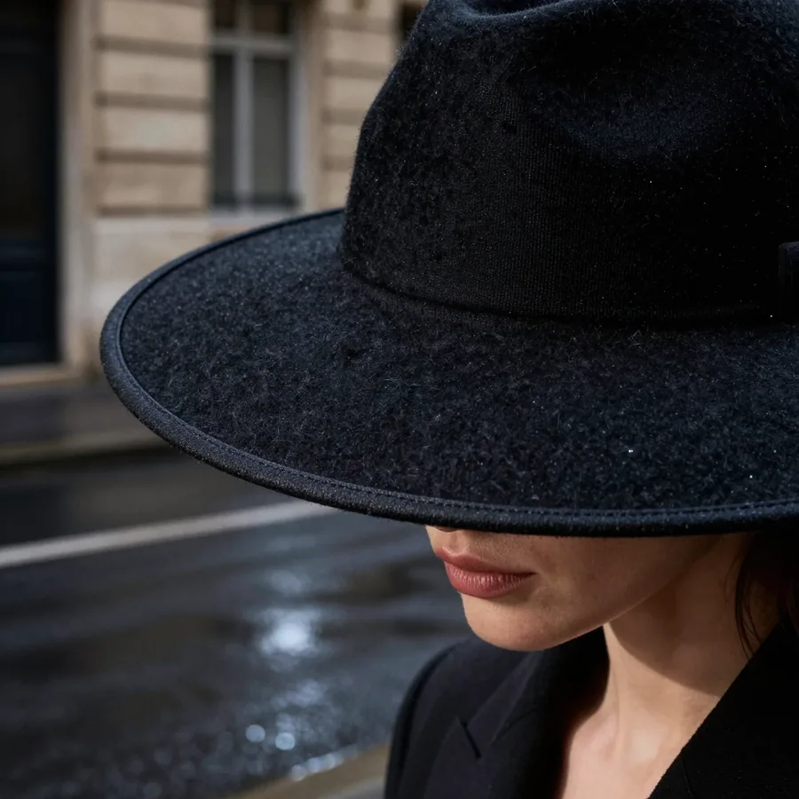 Close detail crop of the weighted brim edge of the Phantom Hat, no face visible.
