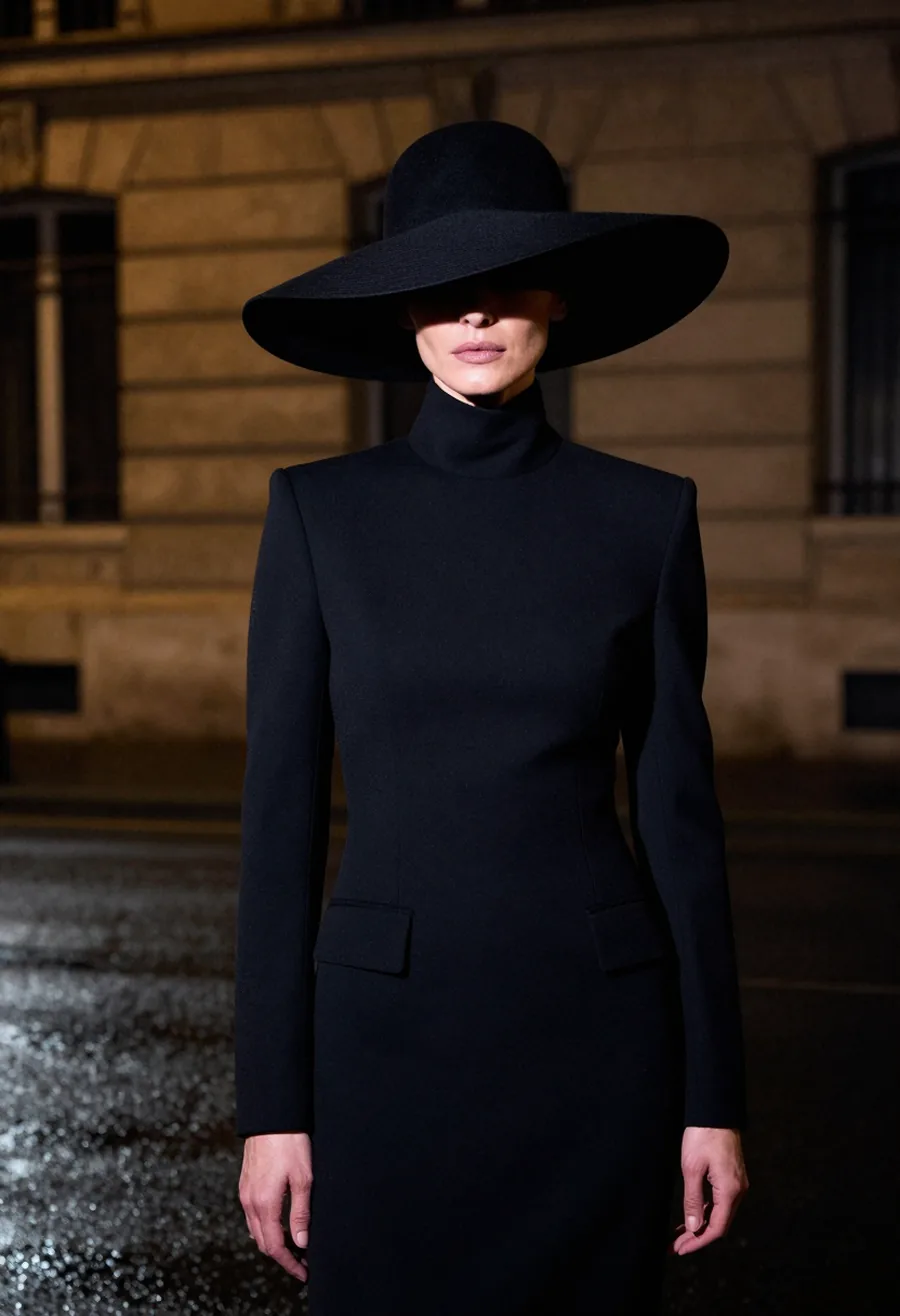 Phantom Hat — A brim that decides what is visible, photographed at night.